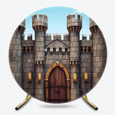 Lofaris Cartoon Retro Medieval Castle Round Birthday Backdrop